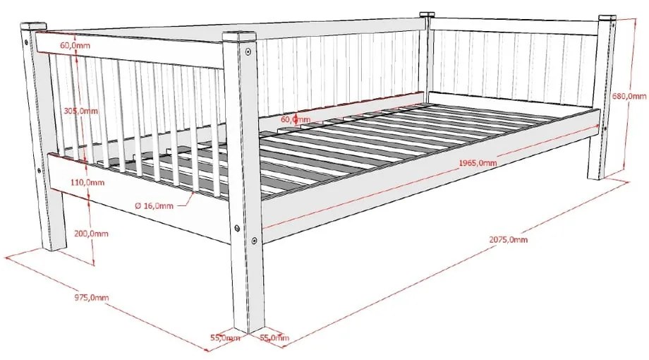 Letto per bambini in legno di faggio bianco con letto estraibile e contenitore 90x200 cm Forrest - Vipack