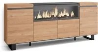 Credenza, Mobile, Cucina, 210, 4 Porte, Camino elettrico XXL, Design industriale, Rovere RF3229