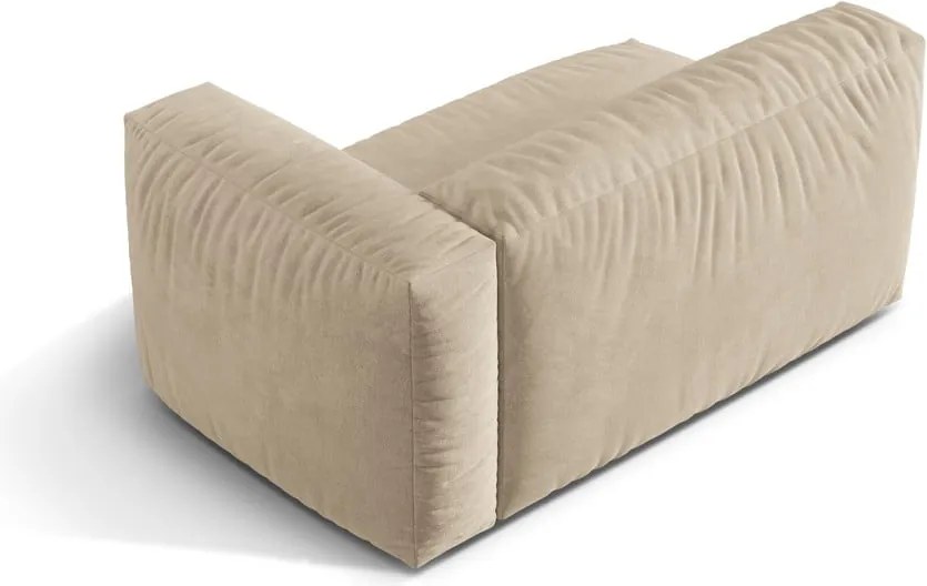 Parte divano componibile beige (con penisola a destra) con rivestimento in velluto Martina – Micadoni