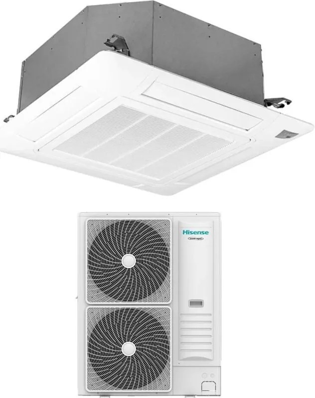 Hisense - Condizionatore a Cassetta Turbo 48000 Btu AUC140UR4RKC8 R-32 Wi-Fi Optional con Telecomando e Pannello Incluso