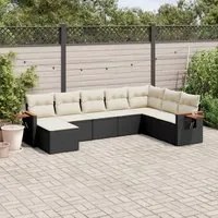 Set Divani da Giardino con Cuscini 8 pz Nero in Polyrattan 3227085