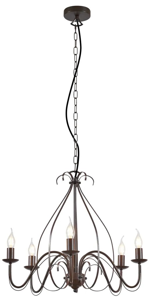 Lampadario classico marrone ruggine a 5 luci - Giuseppe