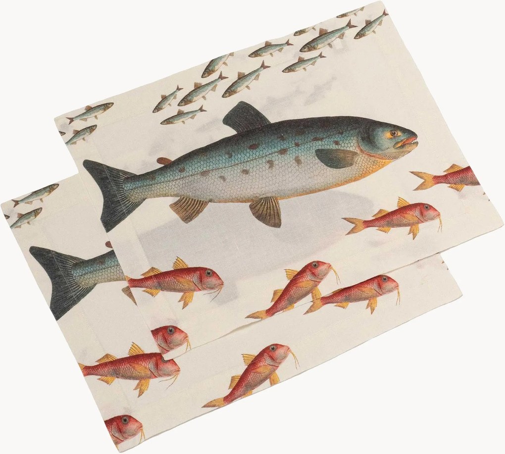 Set di 2 tovagliette americane in lino Sea Fish