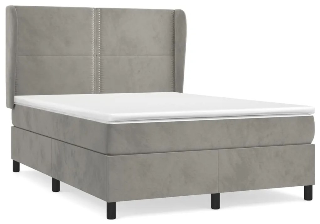 Giroletto a molle con materasso grigio chiaro 140x200cm velluto