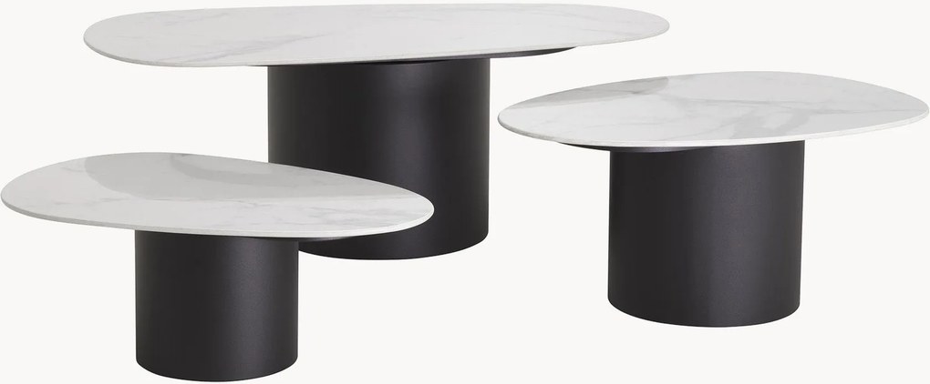 Set di 3 tavolini da salotto effetto marmo Zane