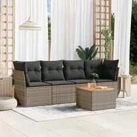 Set Divano da Giardino 5 pz con Cuscini Grigio in Polyrattan 3255808