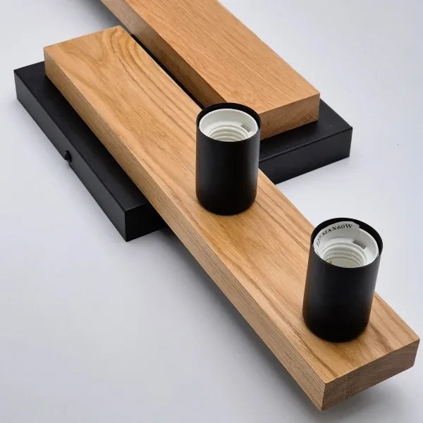 Lampadario a plafone MATTE 4xE27/15W/230V nero/quercia