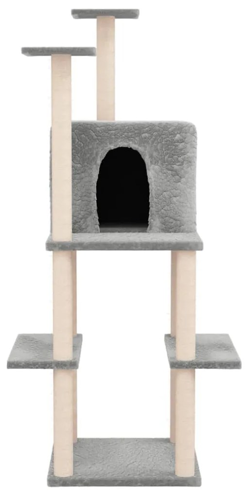 Albero per gatti con tiragraffi in sisal grigio chiaro 144,5 cm