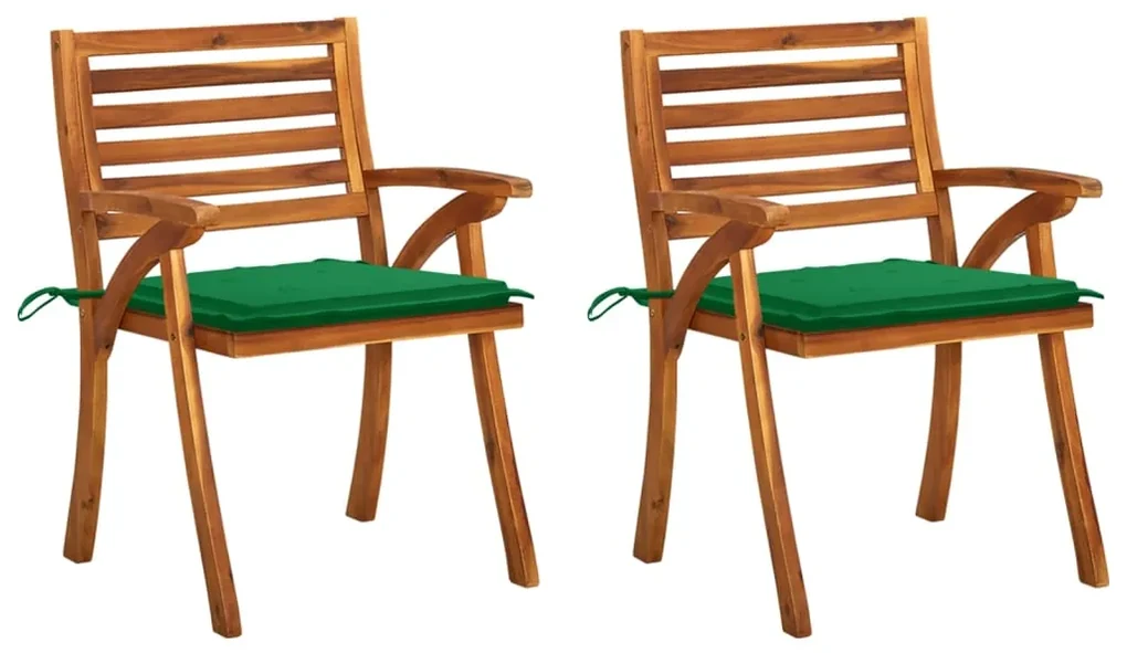 Sedie da pranzo da giardino con cuscini 2 pz massello di acacia