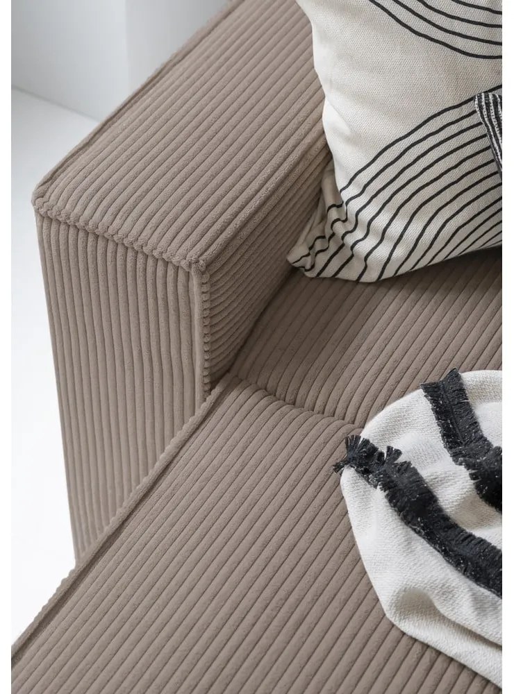 Divano letto angolare in velluto a coste beige Brave Dave - Miuform