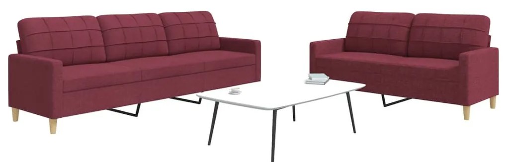 Set Di Divani 2 Pz Rosso Vino İn Tessuto /