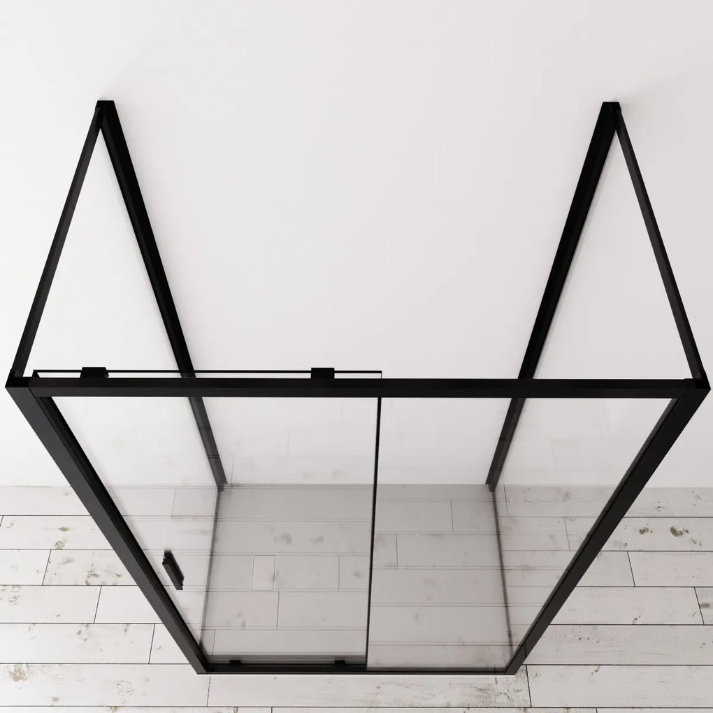 Box doccia 3 lati 80x100x80 cm scorrevole profilo nero Dark