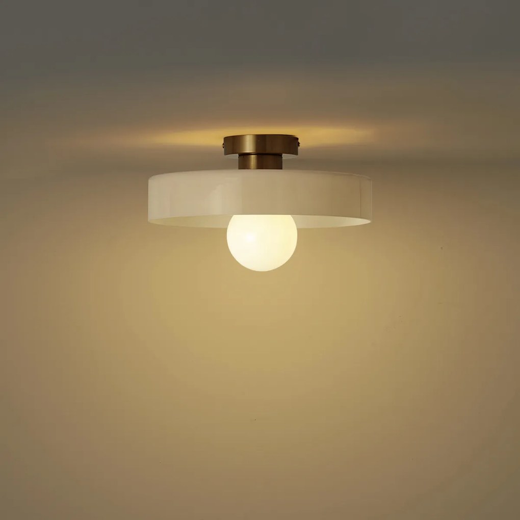 Plafoniera retrò bronzo con vetro beige - Jina