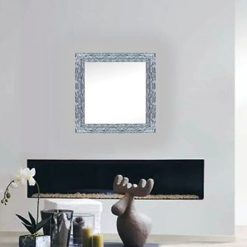 Specchio Teresa quadrato in legno argento 98 x 98 cm