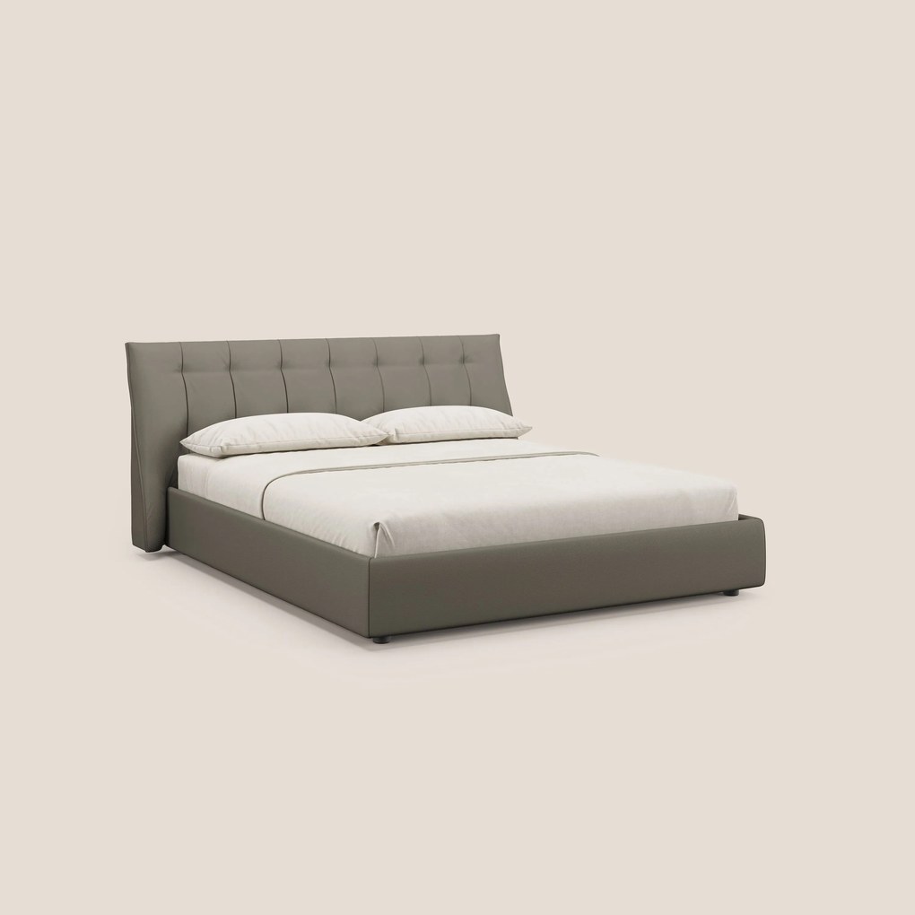 Clizia letto imbottito di design con vano contenitore in ecopelle impermeabile T04 talpa
