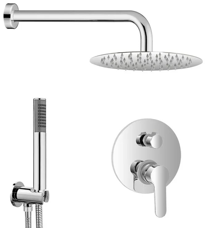 Set doccia a incasso cromato con soffione 20 cm e kit doccino Zoe