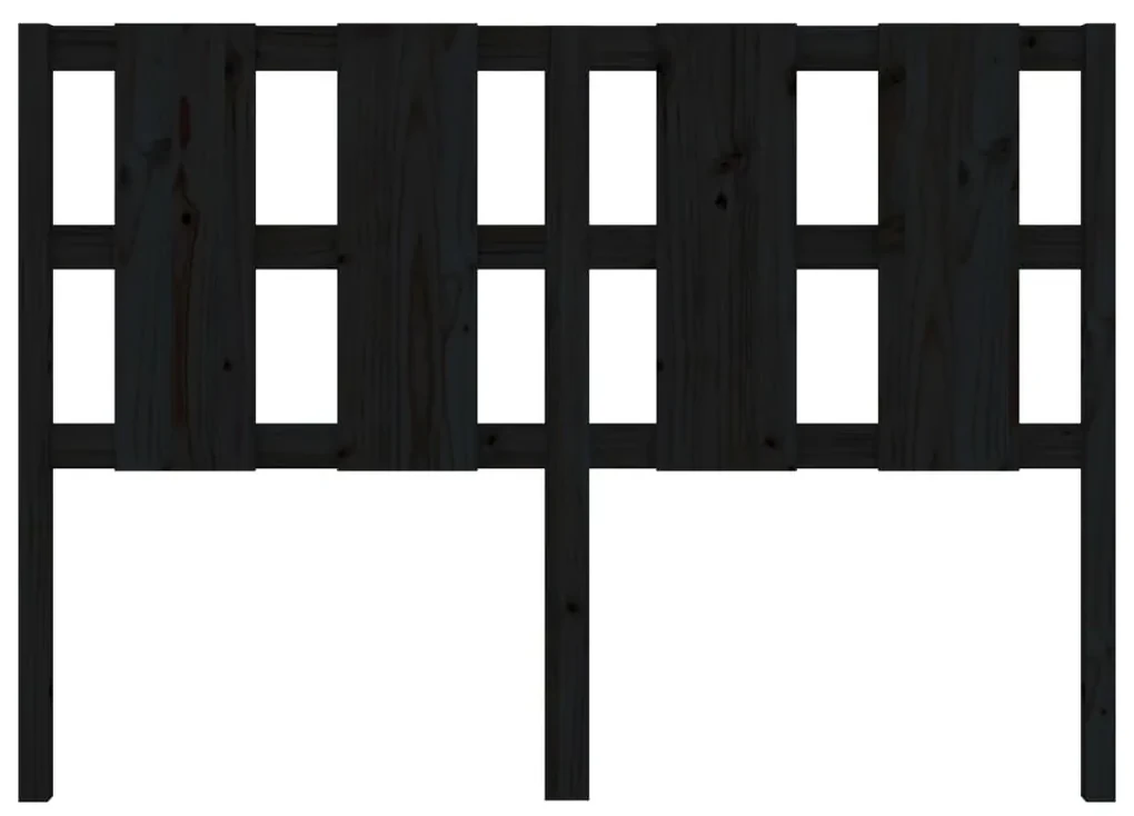 Testiera per letto nera 125,5x4x100cm in legno massello di pino