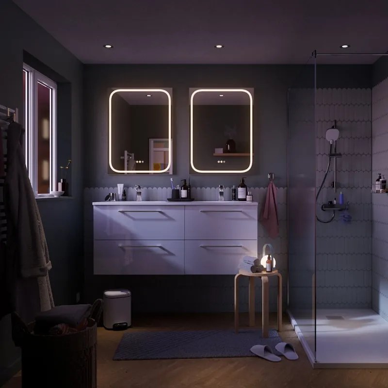 Specchio bagno con illuminazione led integrata rettangolare Remix SENSEA L 60 x H 80 x P 3 cm cromo
