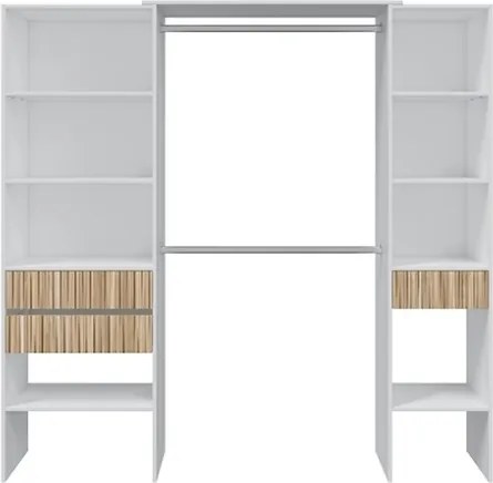 Armadio Guardaroba Aperto 190x40x187 Ethna Bianco E Rovere Listato