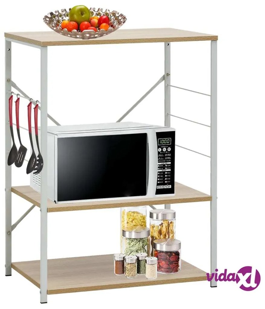 vidaXL Mobile Microonde Bianco Rovere 60x39,6x79,5cm Legno Multistrato