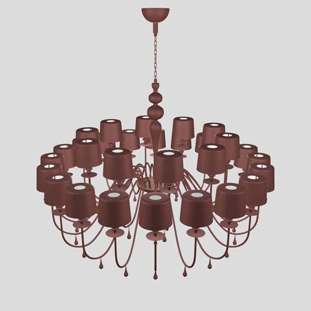 Lampadario Contemporaneo Eva In Plastica Rosso Alluminio 30 Luci