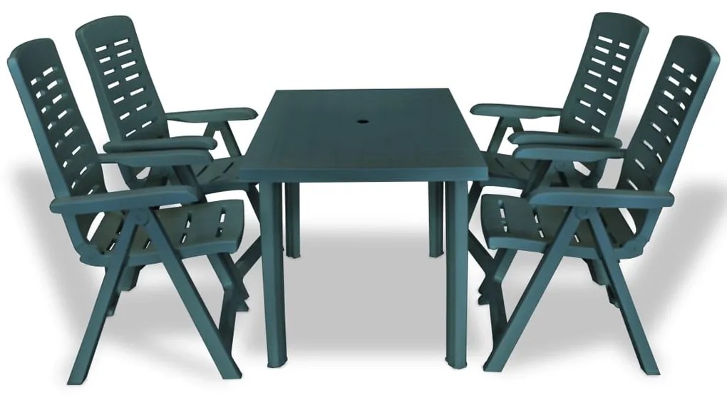 Set da pranzo da giardino 5 pz in plastica verde