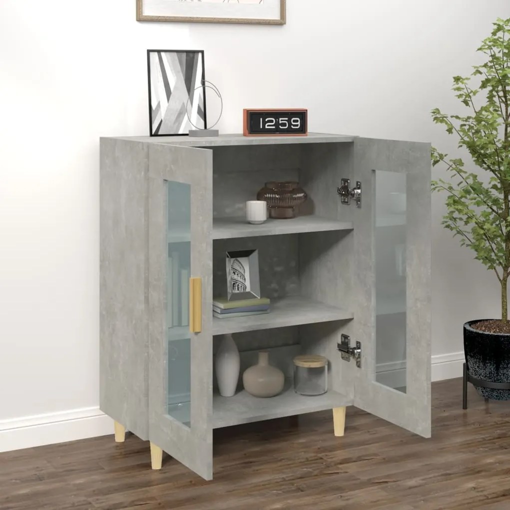 Credenza grigio cemento 69,5x34x90 cm in legno multistrato