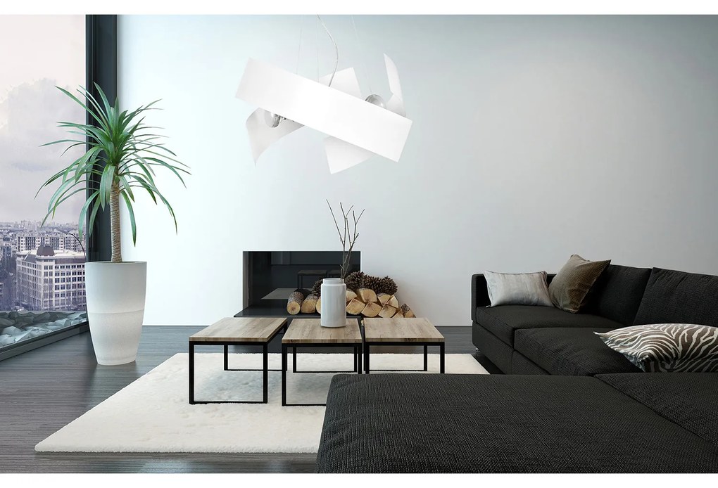 Sospensione Moderna 1 Luce Izanagi In Fasce Di Acciaio Bianco