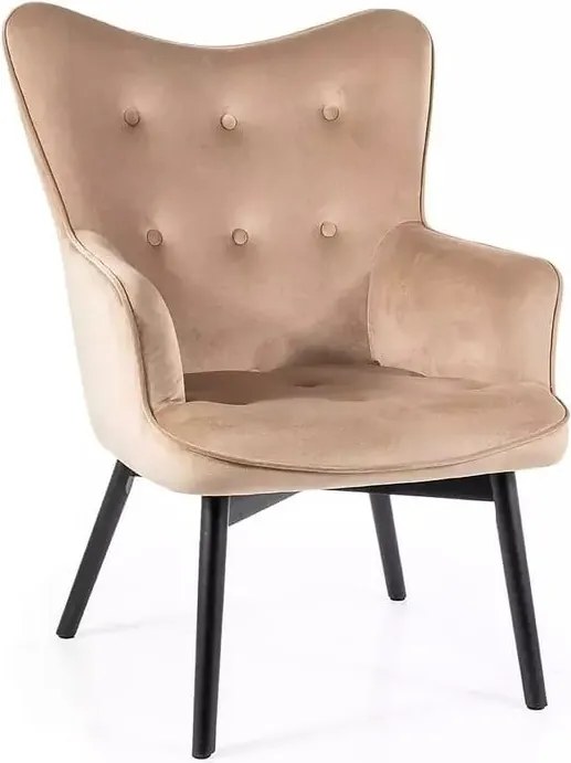 Poltrona Carmen in velluto beige - Blu28/nero opaco