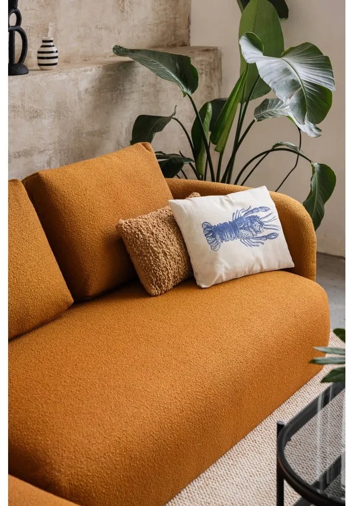 Divano angolare grigio-marrone in tessuto bouclé (angolo sinistro) Imola - Bonami Selection