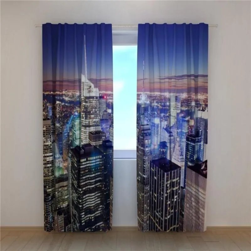 Foto Tende Notte a New York  Tende con Stampe 2 x (Largh. x Alt.) 2 x L100 x A180 cm, Tessuto Blackout