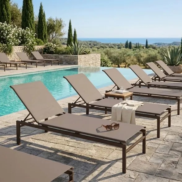 Lettino Prendisole In Acciaio 60x189x34 Cm Reclinabile Spring Taupe