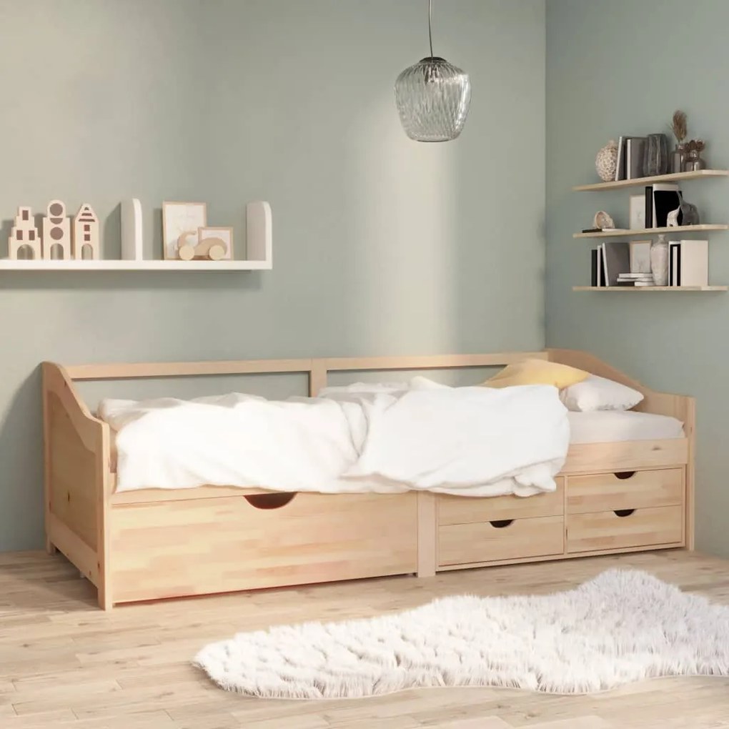 Divano Letto 3 Posti Con Cassetti İn Pino Massello 90x200cm /