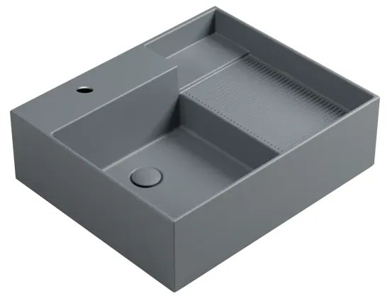 Lavabo da appoggio Nobu COLAVENE rettangolare piletta non inclusa in ceramica L 60 x H 21 x P 50 cm grigio opaco piletta non inclusa