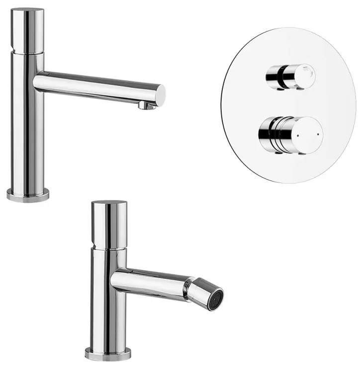 Set miscelatori cromo lavabo bidet e doccia con deviatore a 2 vie Gemini
