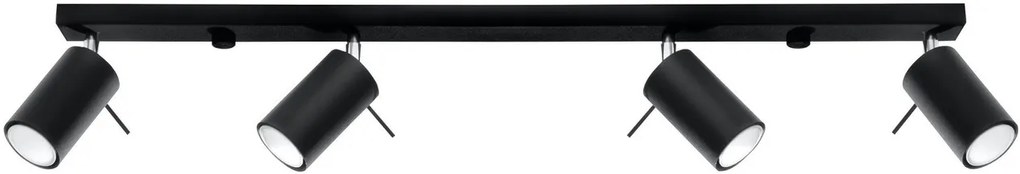 Plafoniera da Soffitto in Acciaio 4xGU10 RING 4L Orientabile Nera