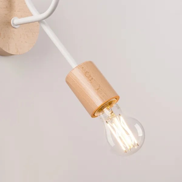 Sollux SL.1473 - Applique EMBER 1xE27/15W/230V bianco/beige/faggio