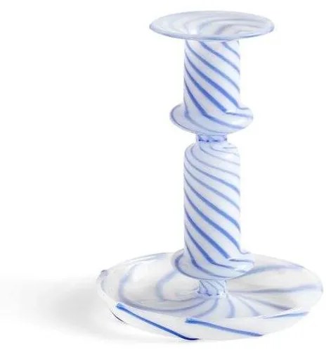 HAY - Flare Stripe Candle Holder Milk Medium Blue HAY