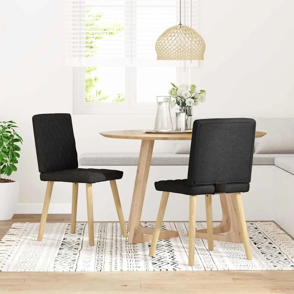 Sedie Da Pranzo 2 Pz Nere İn Tessuto /