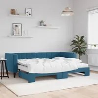 Divano Letto Estraibile con Materassi Blu 80x200 cm Vellutocod mxl 106619