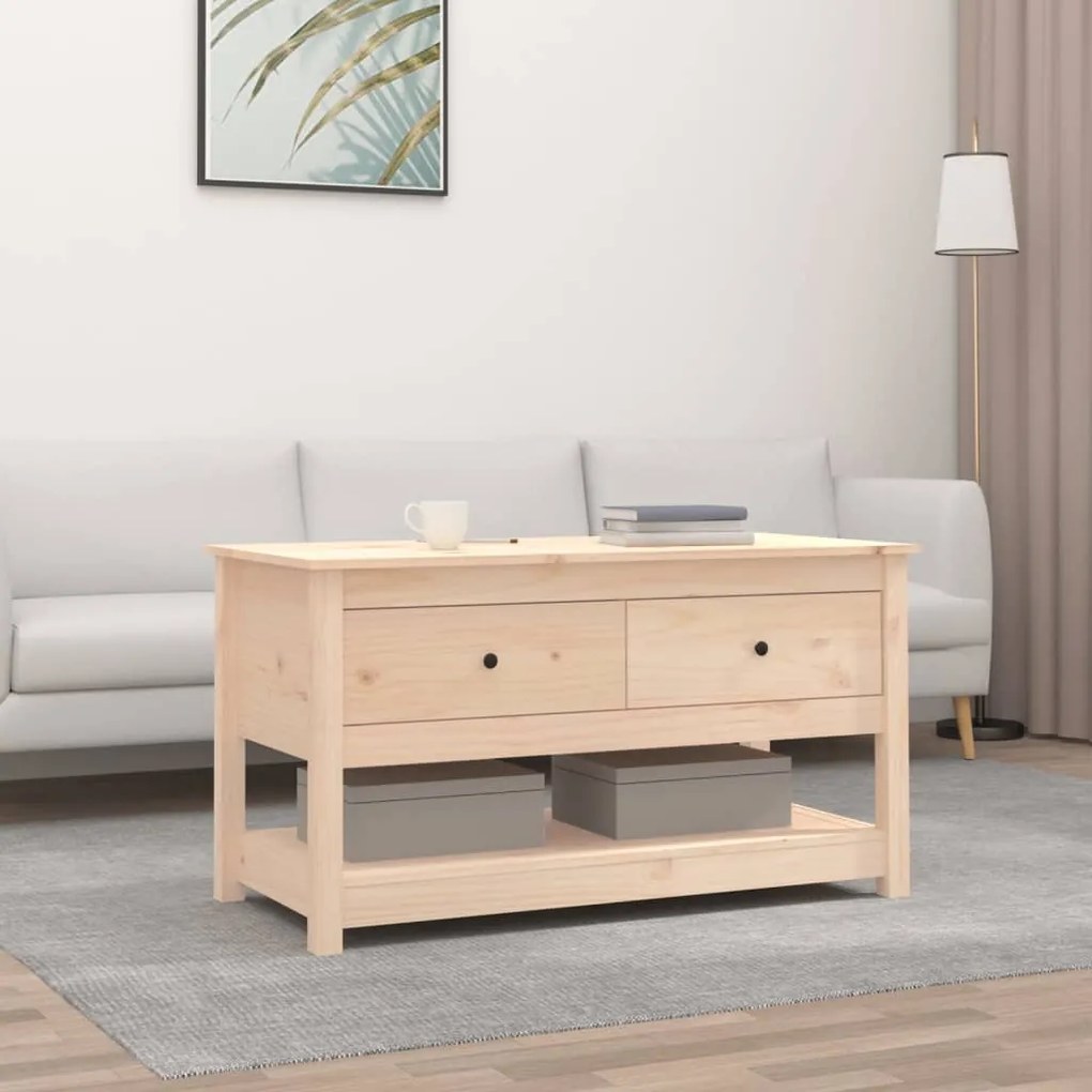 Tavolino Da Salotto 102x49x55 Cm İn Legno Massello Di Pino /