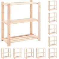 Scaffali a 3 Livelli 10 pz 80x38x90 cm in Massello Pino 150 kg cod mxl 44046