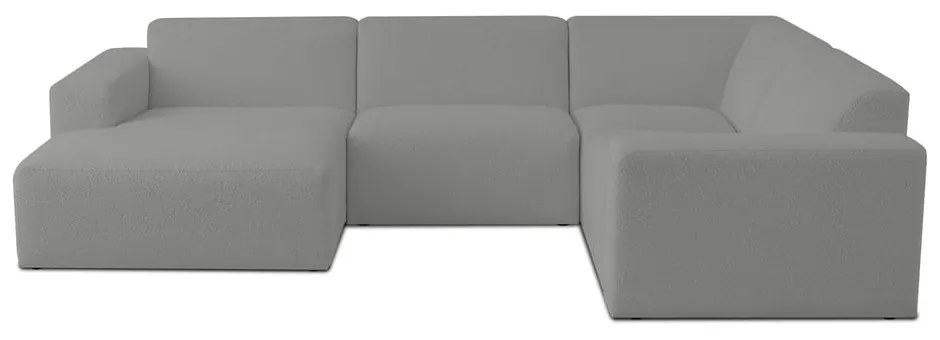 Divano angolare grigio in tessuto bouclé (a U) Roxy - Scandic