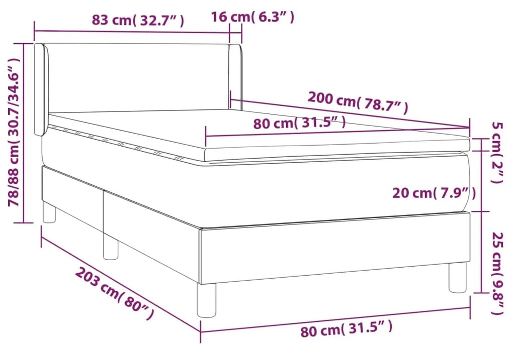 Giroletto a Molle con Materasso Tortora 80x200 cm inTessuto