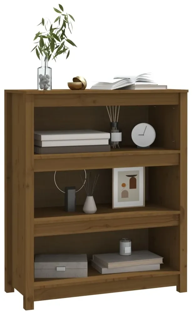 Libreria marrone miele 80x35x97 cm in legno massello di pino