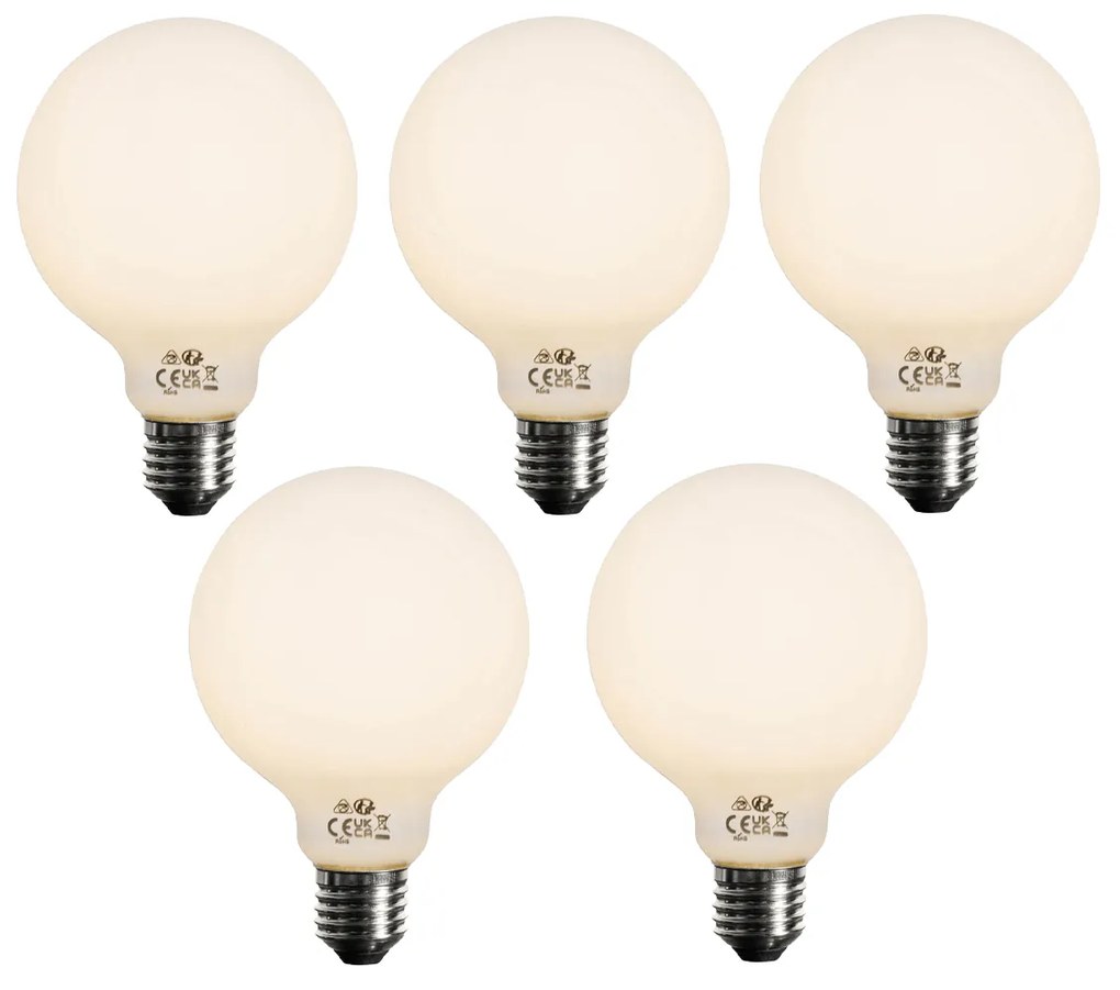 Set di 5 Lampadine LED E27 dimmerabili opale G95 5W 450LM 2700K