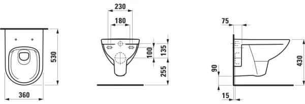 LAUFEN H8209600000001 - WC sospeso PRO in ceramica, bianco