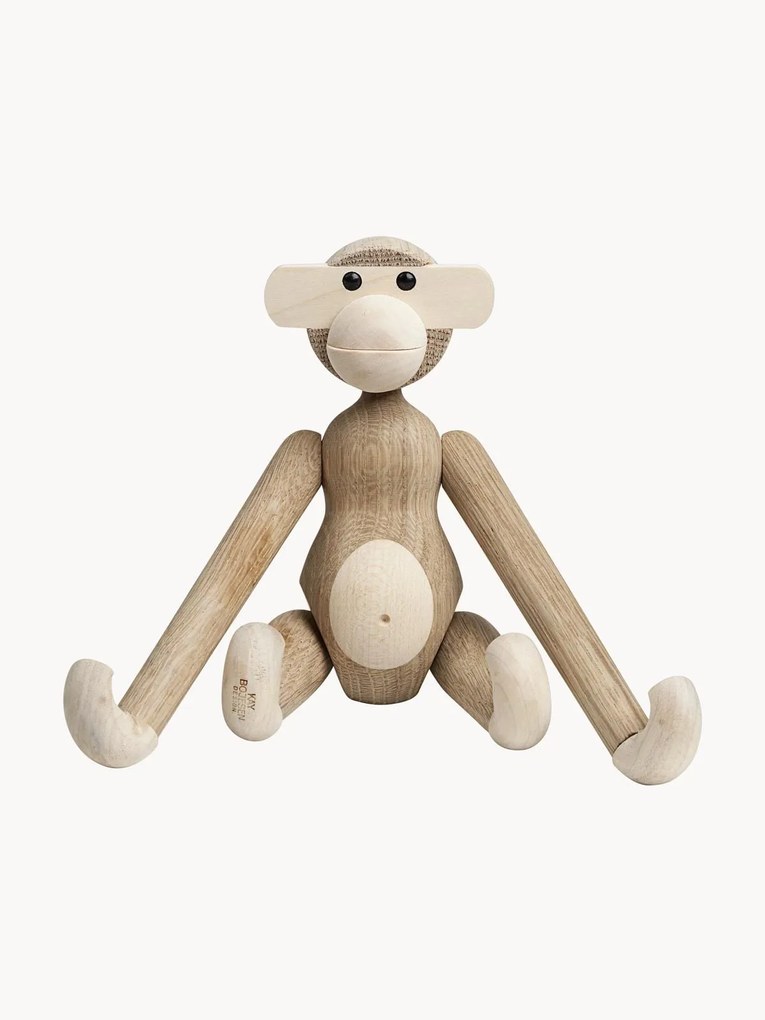 Oggetto decorativo di design in legno di quercia Monkey, Alt. 19 cm