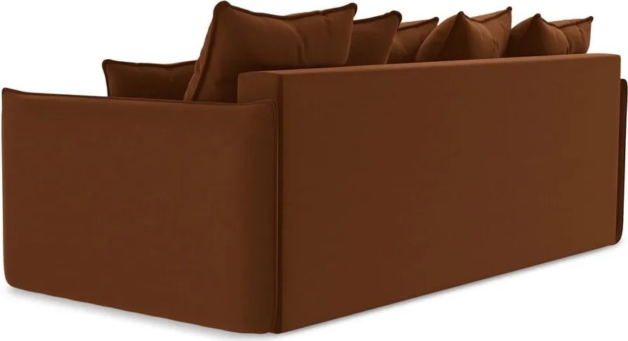 Divano color terracotta allungabile/con contenitore con rivestimento in velluto 225 cm Hula – Makamii