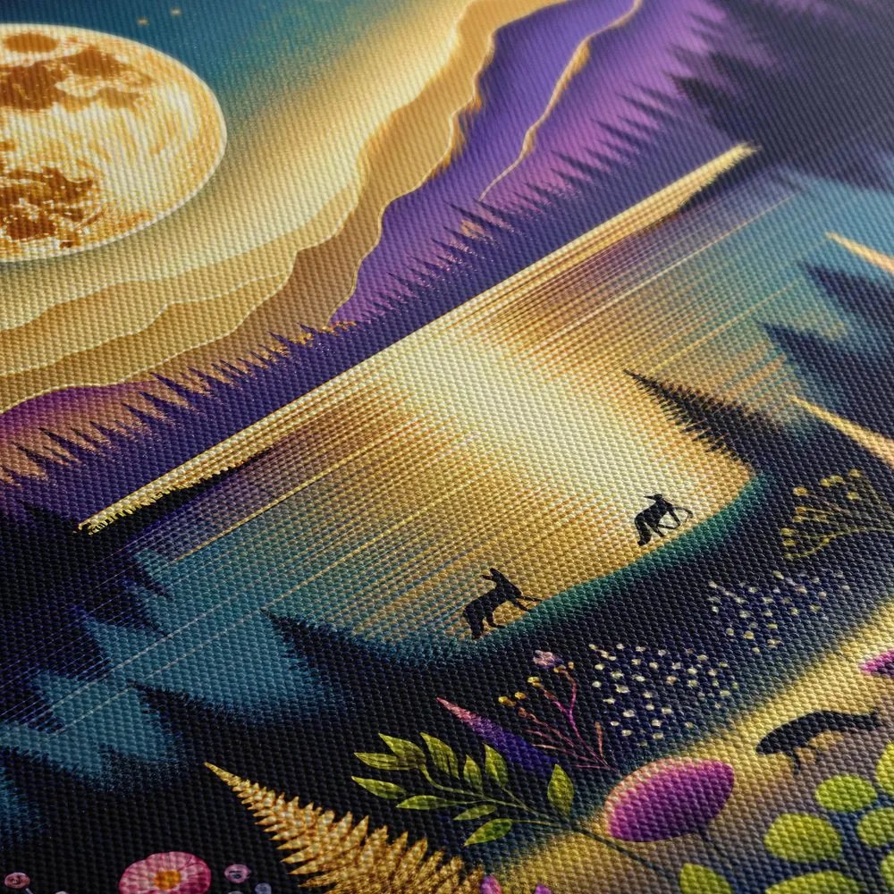 Quadro su tela – Paesaggio romantico con luna piena